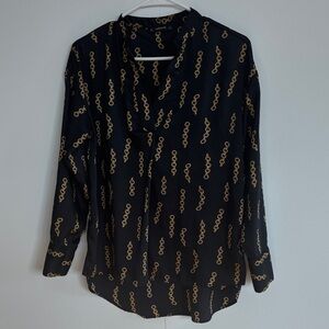 Zara Black Blouse with Gold Chain Pattern